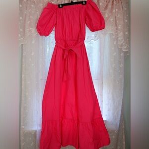 Chic Off-Shoulder Pink Maxi Dress